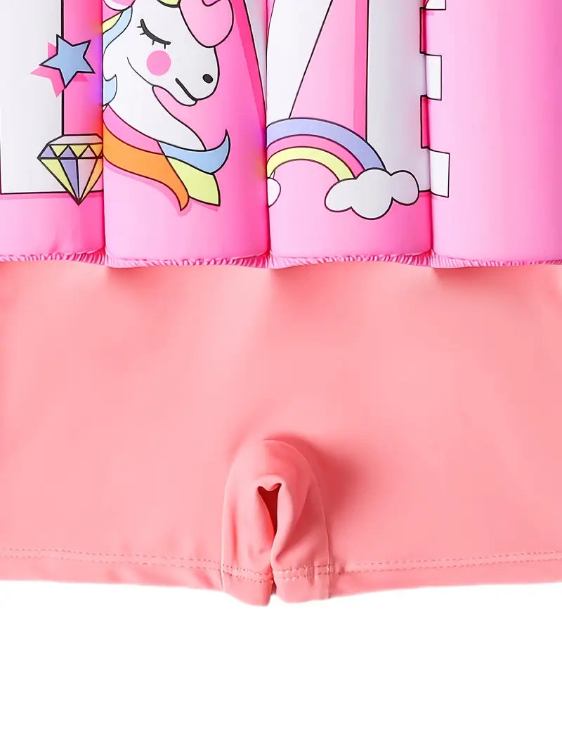 Flytande Baddräkt för Barn Rosa Love Unicorn