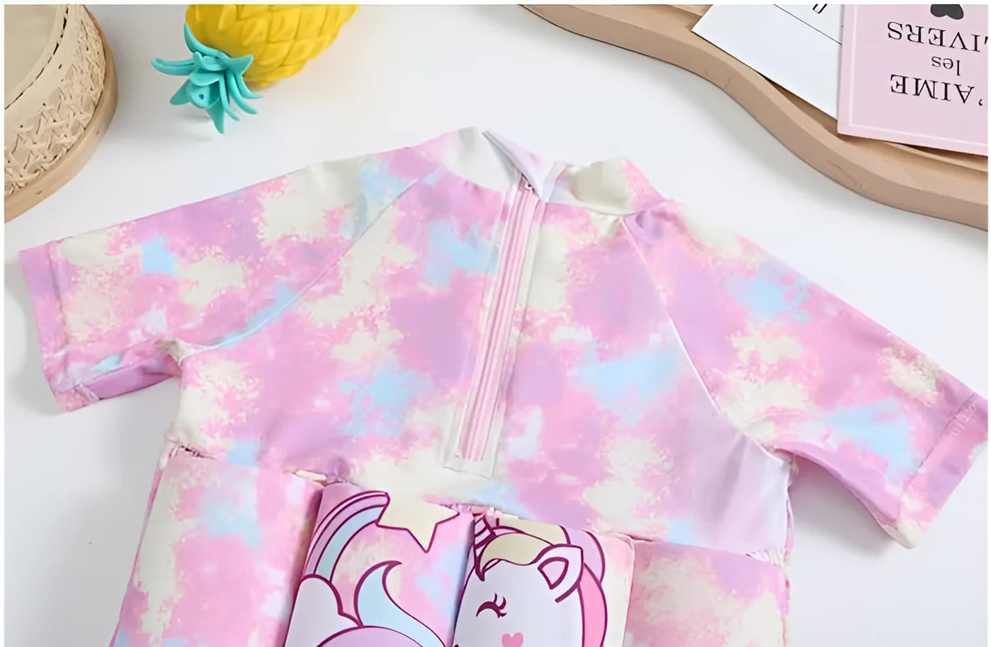 Flytande Baddräkt för Barn Rosa Pastel Unicorn