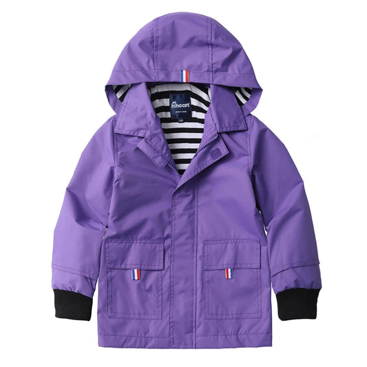 Lila trendig skaljacka med huva och fickor för barn