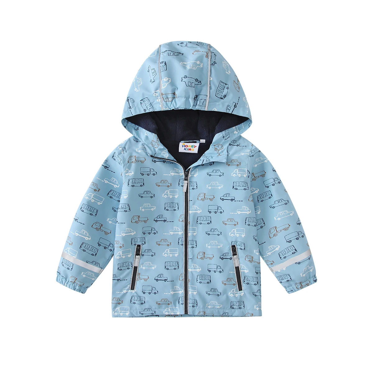 Regnkläder Set för Barn - Ljusblå med Bilar