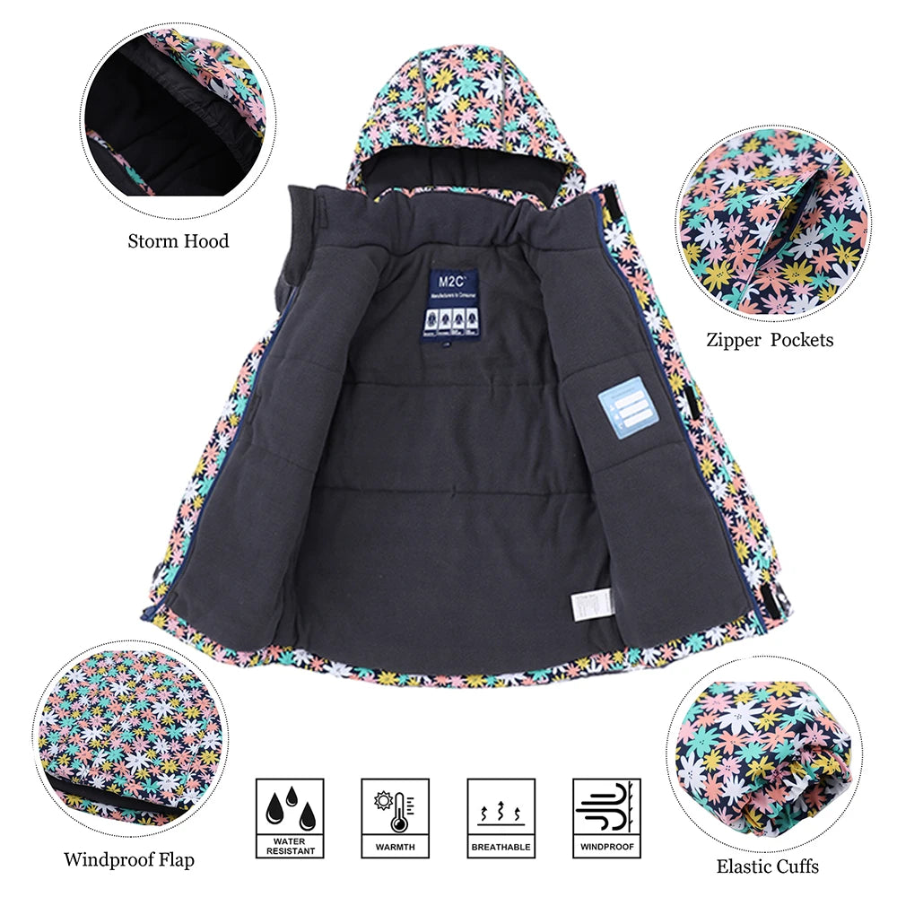 3-12T بذلات تزلج للأولاد والبنات معطف للتزلج على الجليد مقاوم للماء والرياح ملابس رياضية خارجية للأطفال بدلة تزلج على الجليد