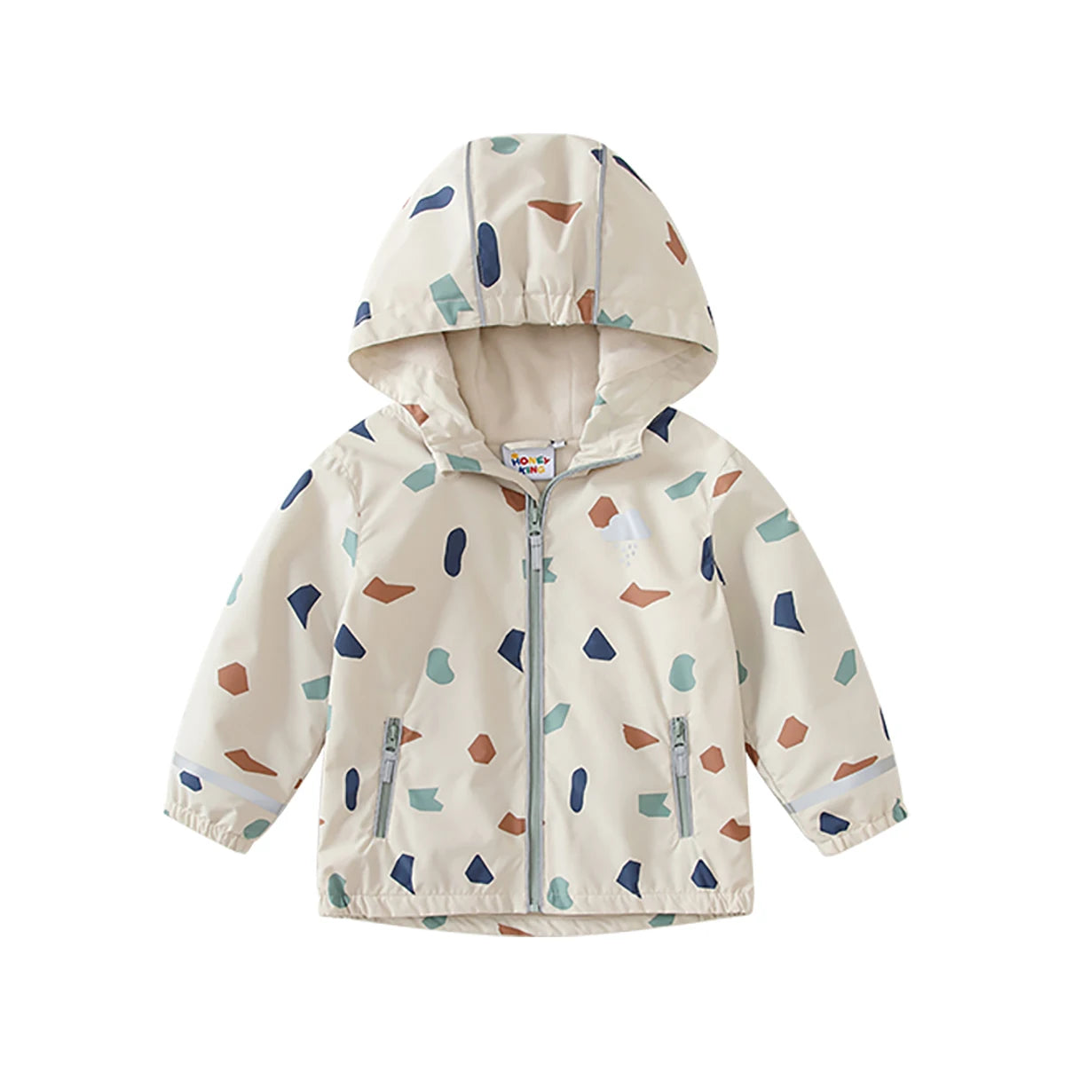 Fleecefodrat Regnjacka Beige Prickig
