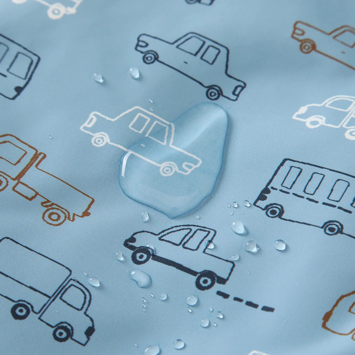 Regnkläder Set för Barn - Ljusblå med Bilar
