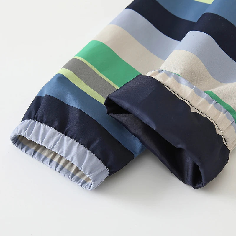 Fleecefodrat Regnjacka Randig Blågrön