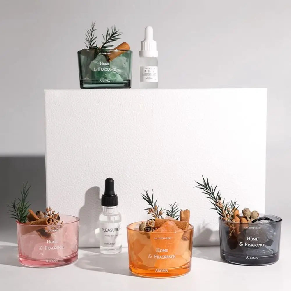 Rosa Sten Olja Diffuser - Aromadiffuser med Kristall Stenar
