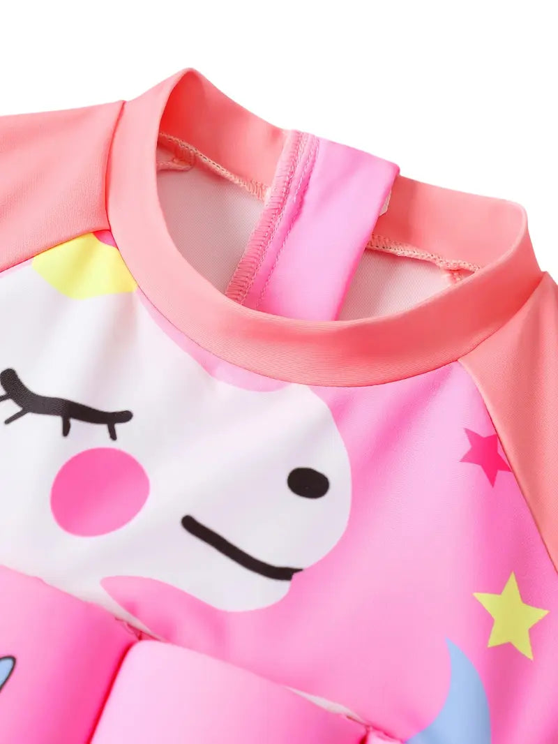 Flytande Baddräkt för Barn Rosa Love Unicorn