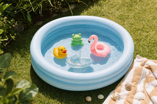 Sommaraktiviteter vid pool och bad — leksaker i vatten