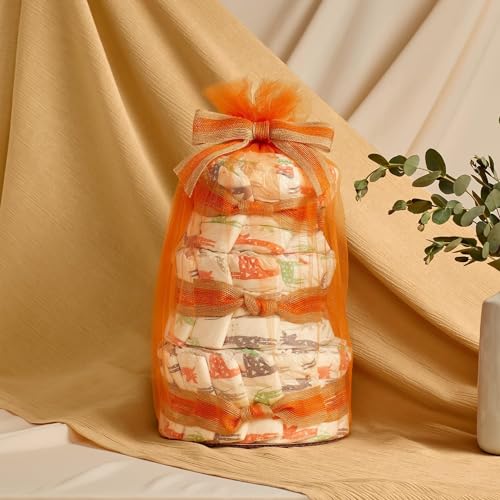 The Honest Company Blöjtårta - Färdig Blöjtårta för Babyshower med Orange Band och Miljömedveten Design