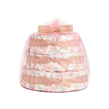 The Honest Company Stor Blöjtårta i Rosa, Mintgrön, Blå och Beige - Färdig Blöjtårta för Babyshower