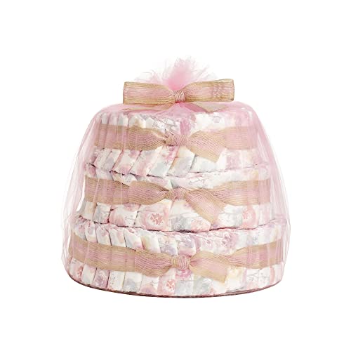 The Honest Company Stor Blöjtårta i Rosa, Mintgrön, Blå och Beige - Färdig Blöjtårta för Babyshower