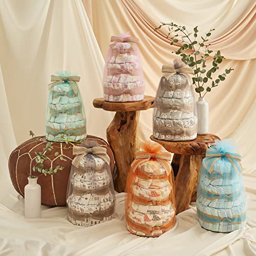 The Honest Company Liten Blöjtårta i Rosa, Mintgrön, Blå och Beige - Färdig Blöjtårta för Babyshower