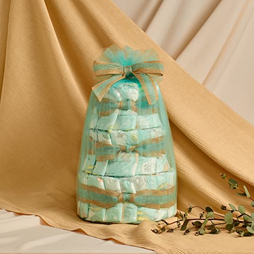 The Honest Company Blöjtårta i Mintgrön och Guld - Färdig Blöjtårta för Babyshower