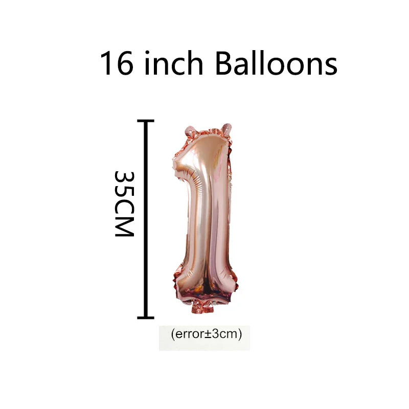 Sifferballonger Roséguld Folie till Babyshower och Födelsedagar