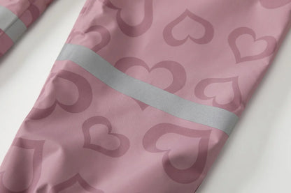 Regnkläder Set för Barn - Rosa med Hjärtan