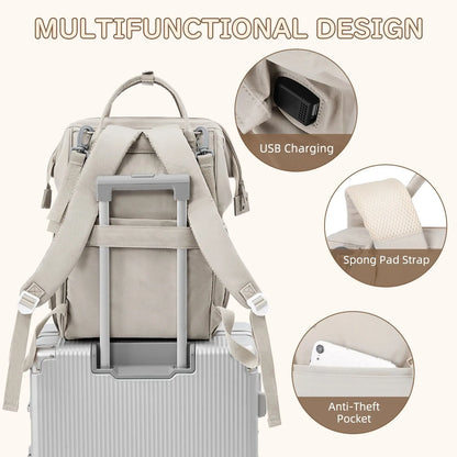 Elegant Beige Babyförvaring Skötväska med Stor Kapacitet