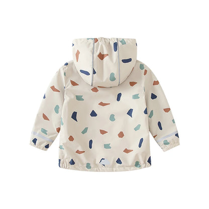 Fleecefodrat Regnjacka Beige Prickig