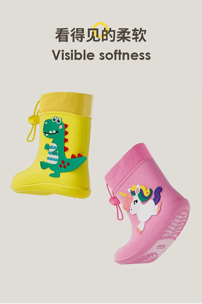 Dino Gummistövlar 3D Design - Gul, Grön, Rosa