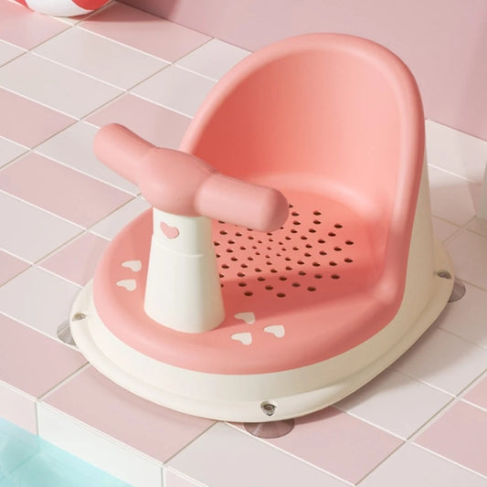 Rosa babystol för bad med halkfri bas och handtag