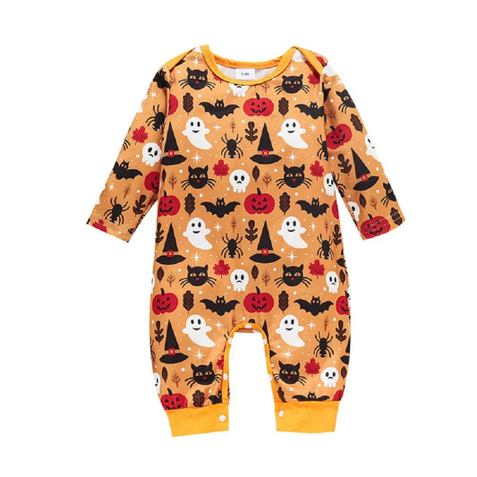 Halloween-tema baby bodysuit med spöken och fladdermöss