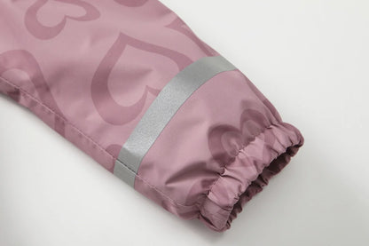 Regnkläder Set för Barn - Rosa med Hjärtan