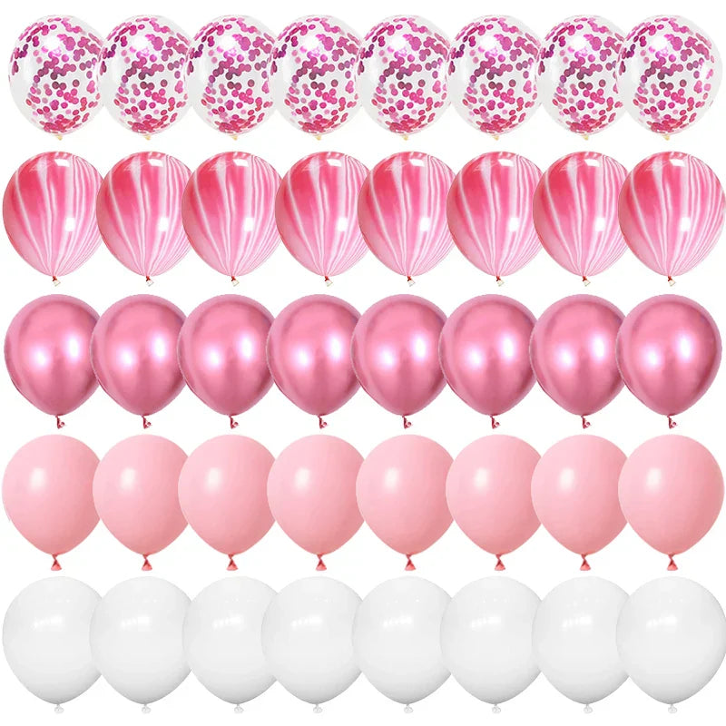 Olika Rosa Konfetti Latex Ballonger för Barnkalas och Baby Showers