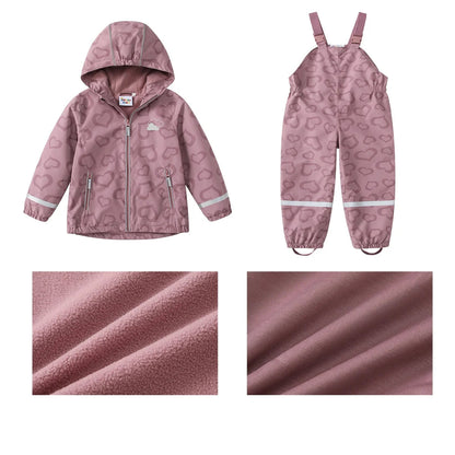 Regnkläder Set för Barn - Rosa med Hjärtan