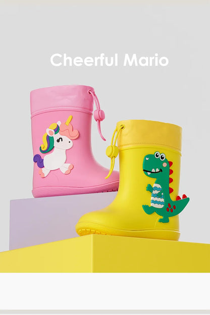 Dino Gummistövlar 3D Design - Gul, Grön, Rosa