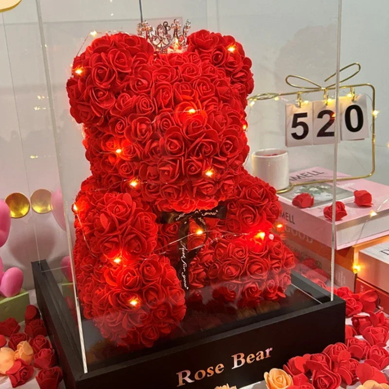 rosnalle teddy av eviga rosor romantisk present alla hjärtans dag
