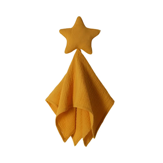 Mjuk och tröstande babyfilt med stjärndesign i orange färg