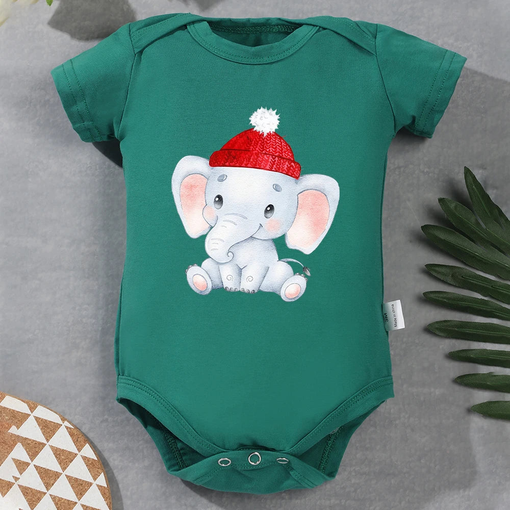 Grön baby bodysuit med söt elefant design