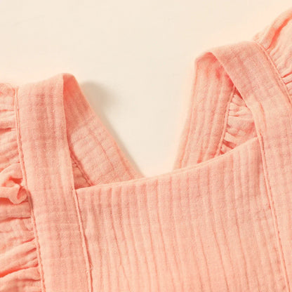 Söt rosa ärmlös romper för nyfödda tjejer med matchande hårband