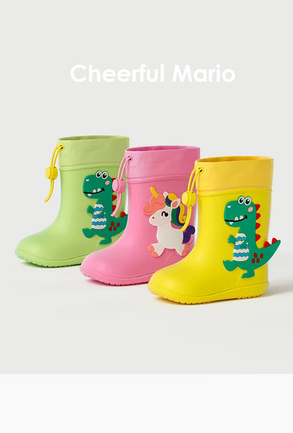 Dino Gummistövlar 3D Design - Gul, Grön, Rosa