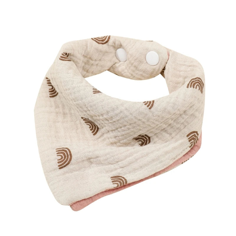 Beige regnbåge muslin dregglis haklapp för spädbarn