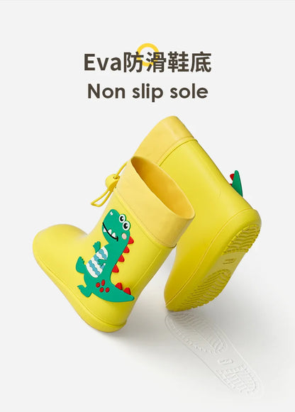 Dino Gummistövlar 3D Design - Gul, Grön, Rosa