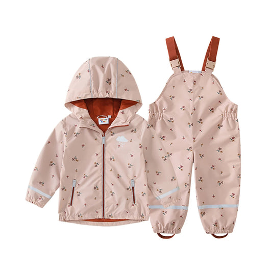 Regnkläder Set för Barn - Rosa och Blommig