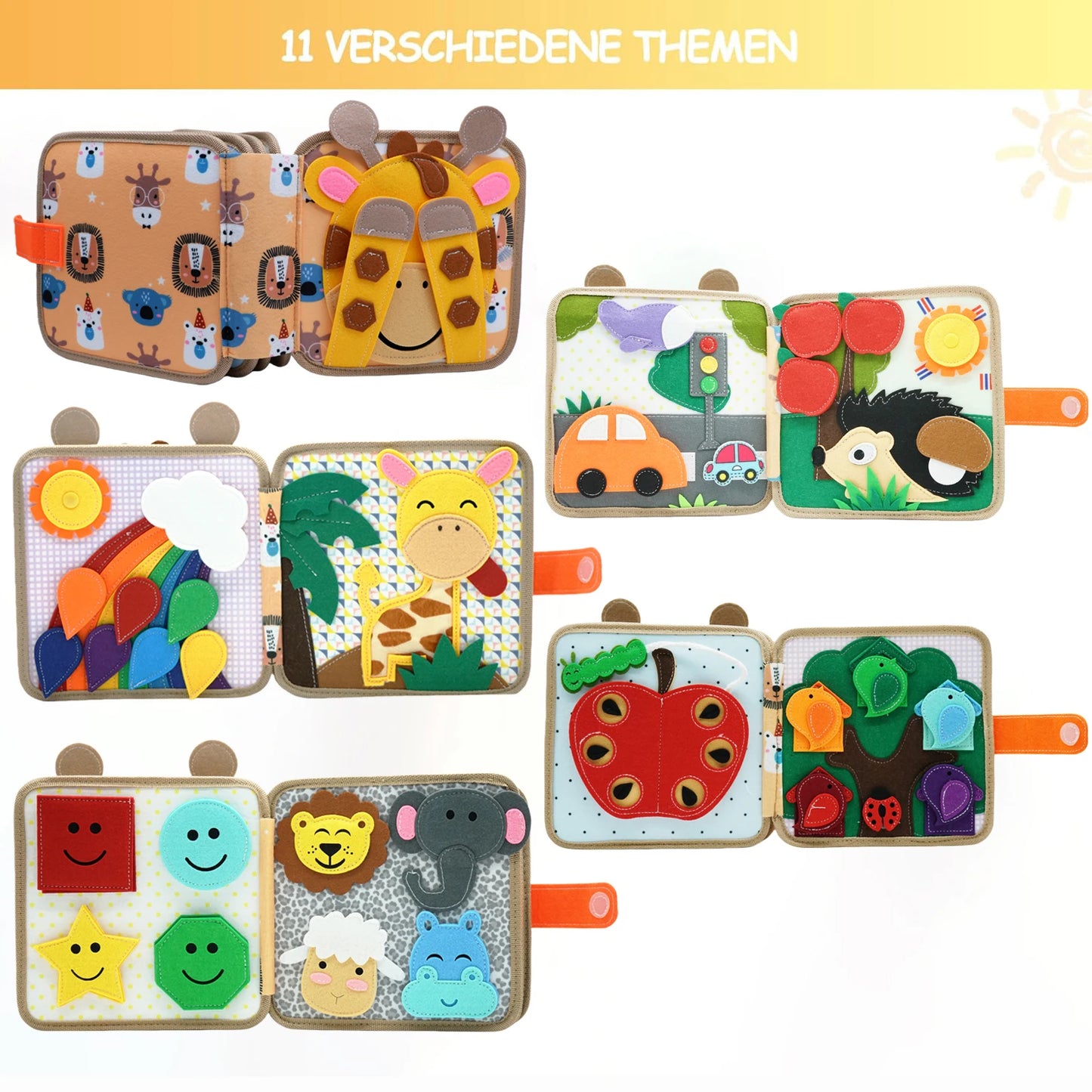 Babybok i Tyg med Giraff – Montessori Leksak för Småbarn