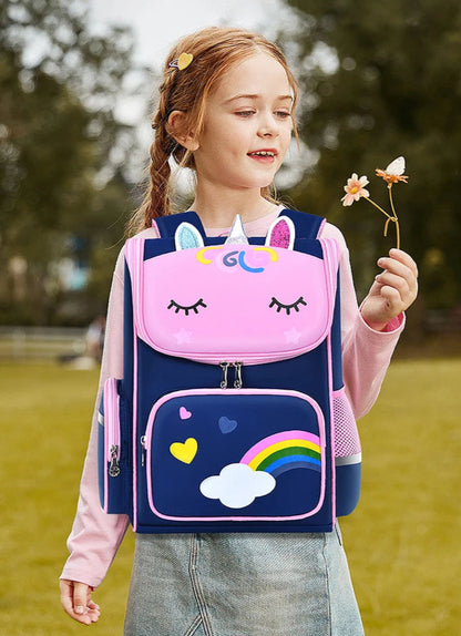 Rosa Unicorn Ryggsäck för Barn – Lätt & Vattentät Skolväska