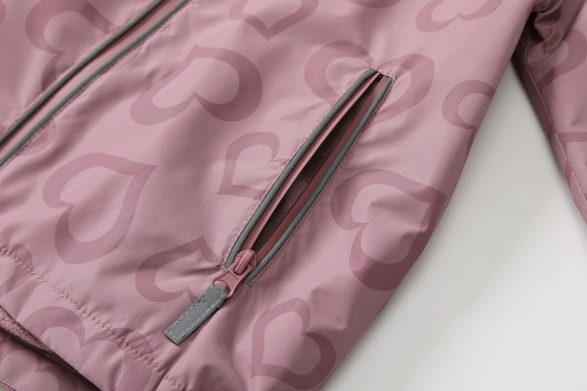 Regnkläder Set för Barn - Rosa med Hjärtan