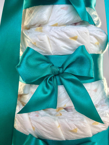 Stor Blöjtårta med Rosett – Perfekt för Babyshower (4-våningar)