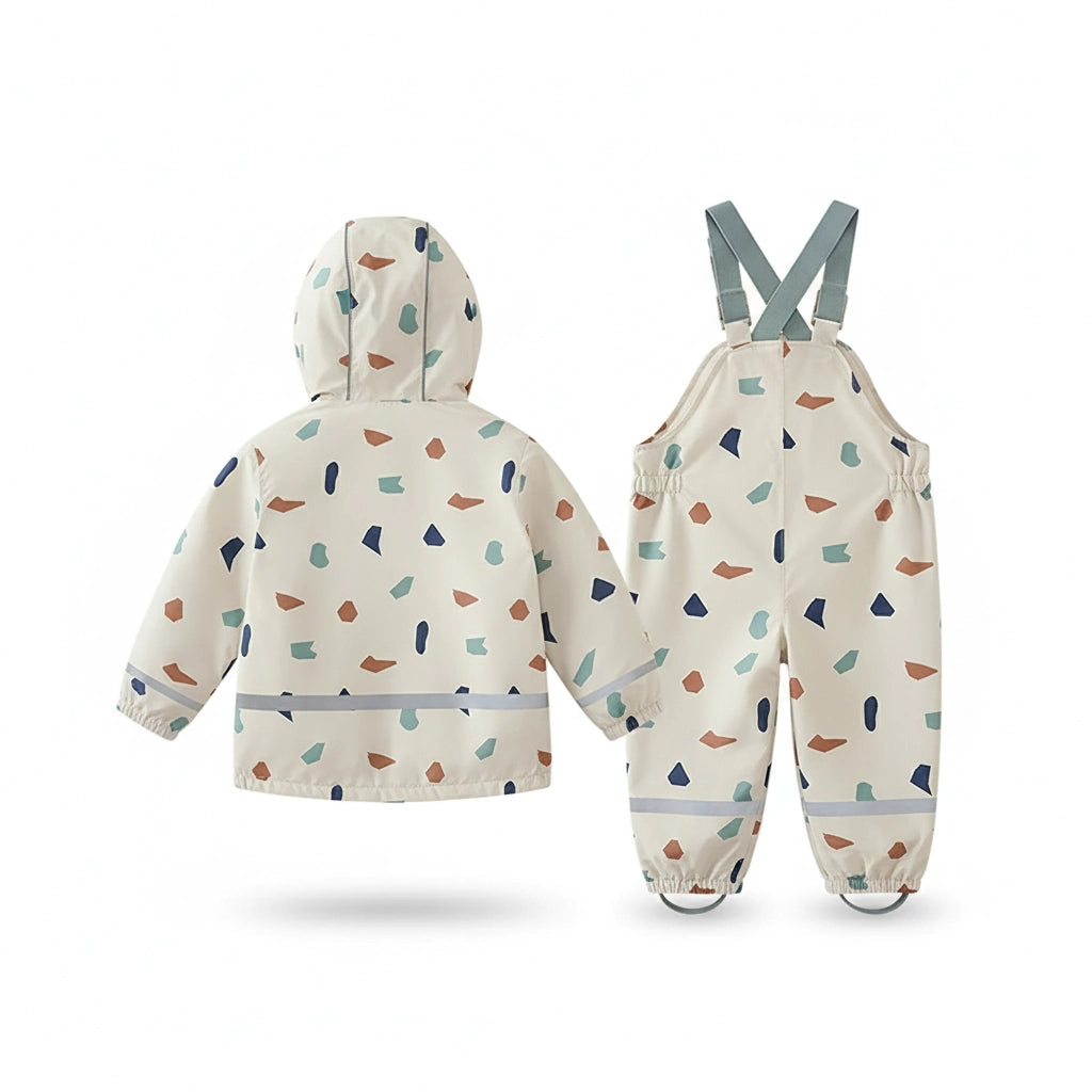 Regnkläder Set för Barn - Beige och Prickig