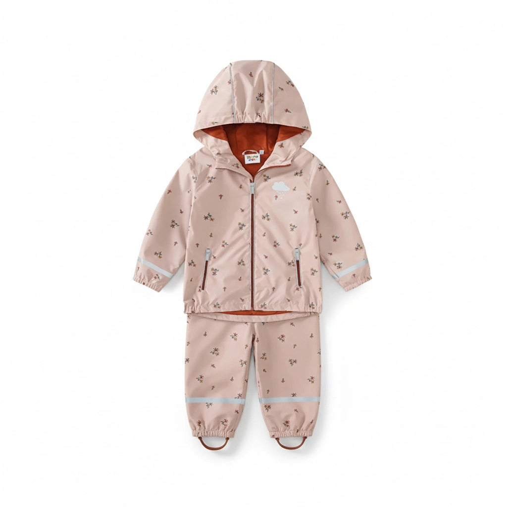 Regnkläder Set för Barn - Rosa och Blommig