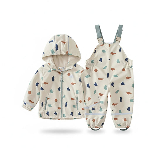 Regnkläder Set för Barn - Beige och Prickig