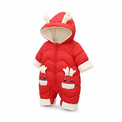 Röd Baby Vinterdräkt Jumpsuit med Horn