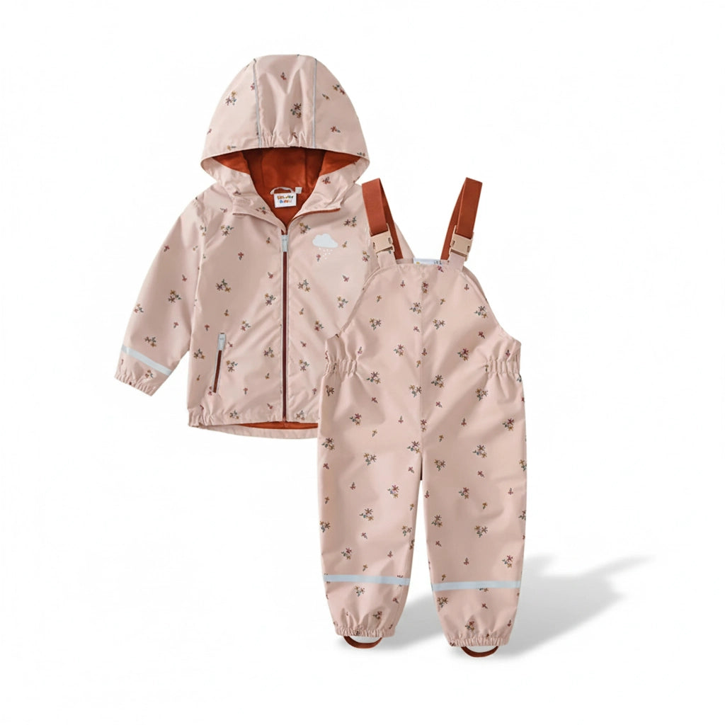 Regnkläder Set för Barn - Rosa och Blommig