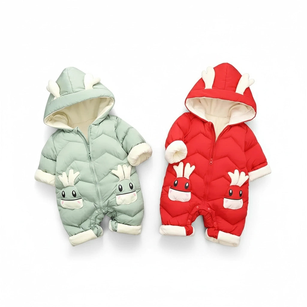 Röd Baby Vinterdräkt Jumpsuit med Horn